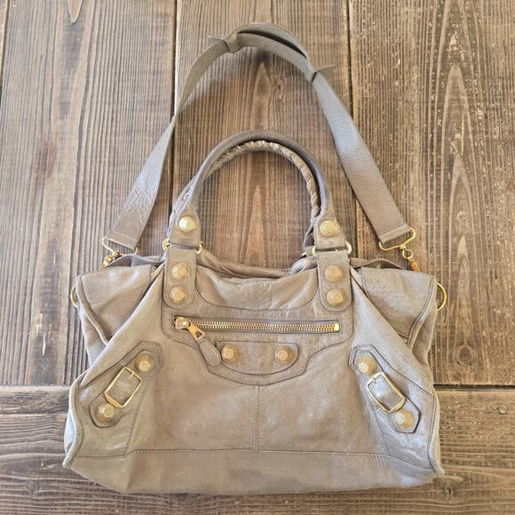 Vintage Y2K BALENCIAGA The City Bag Tan Leather Gold Hardware Special Order - Picture 1 of 16